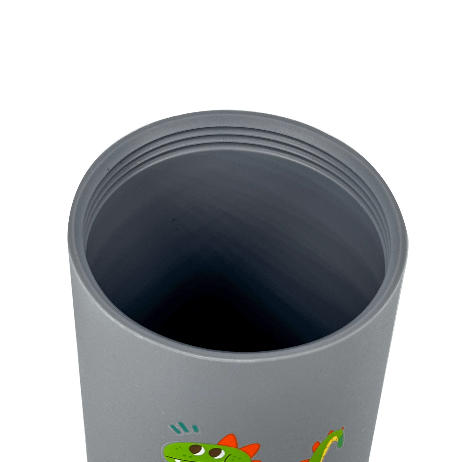 Youly Dino tazza con cannuccia grigia in silicone alimentare