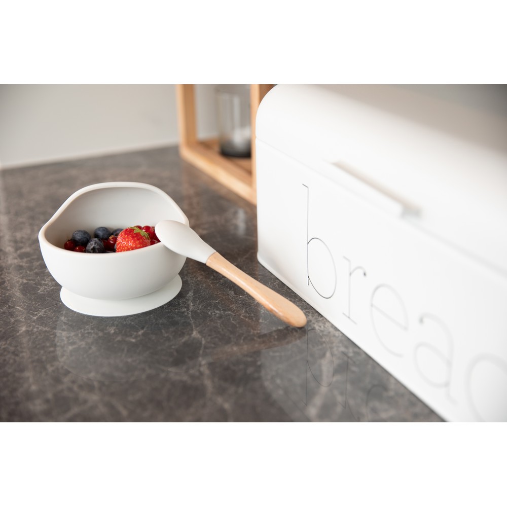 BoJungle B-Suction Bowl ciotola ventosa silicone grigia cucchiaio
