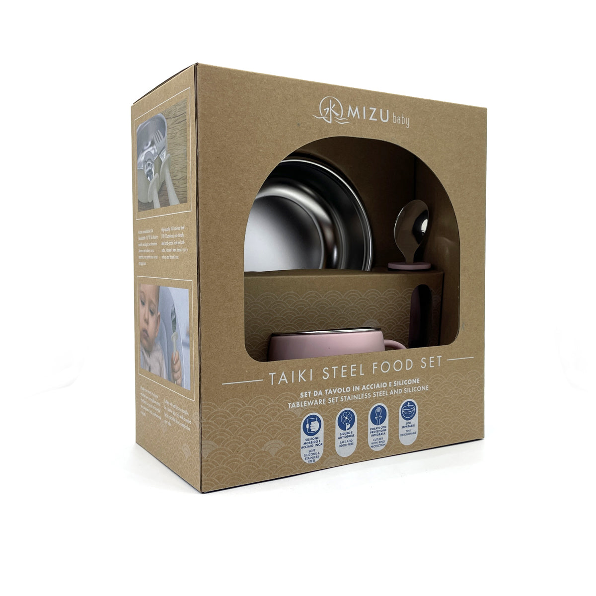Mizu Baby Taiki Steel Food Set Malva Acciaio Silicone