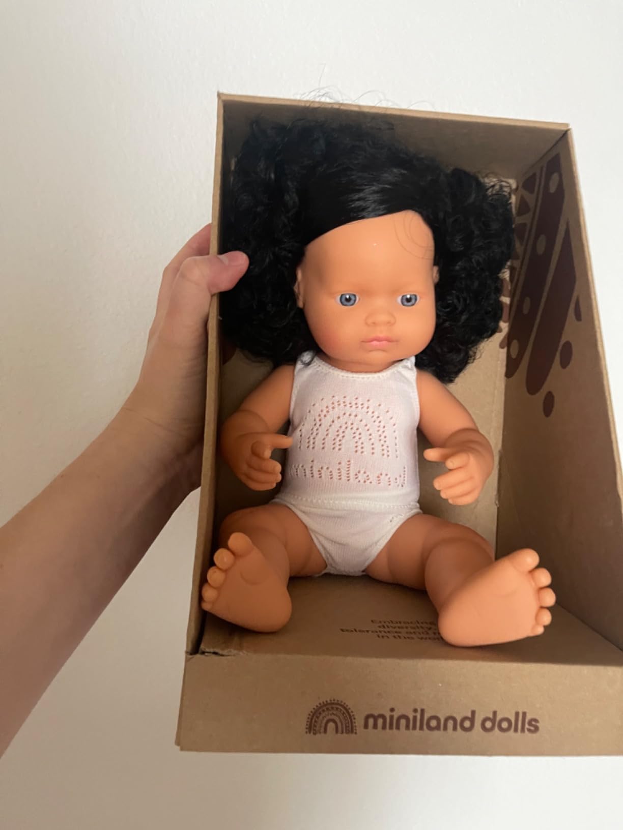 Miniland Bambole Bambola 31262 38 cm Capelli Ricci Neri