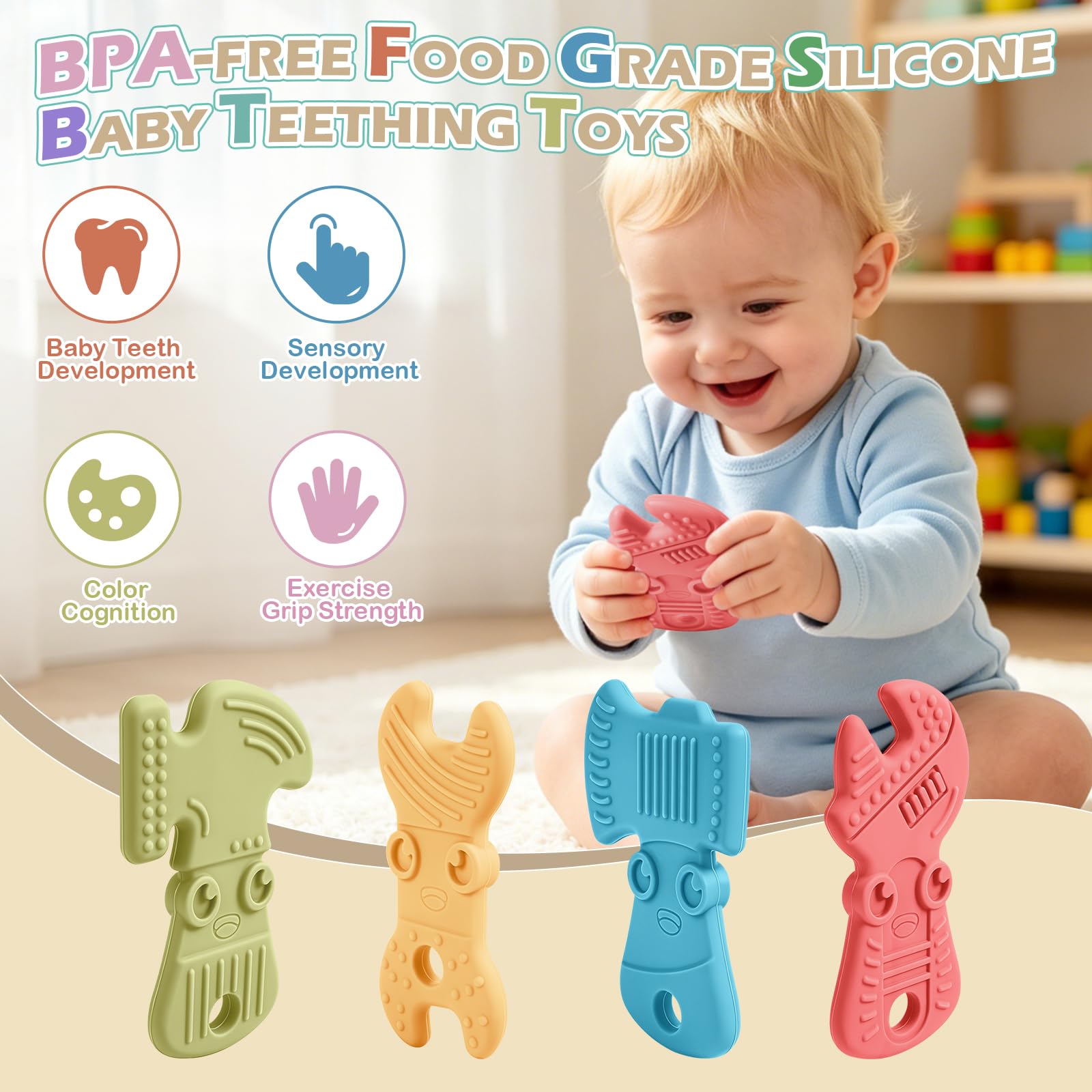 TYRY.HU Teethers massaggiagengive silicone 4 pezzi A