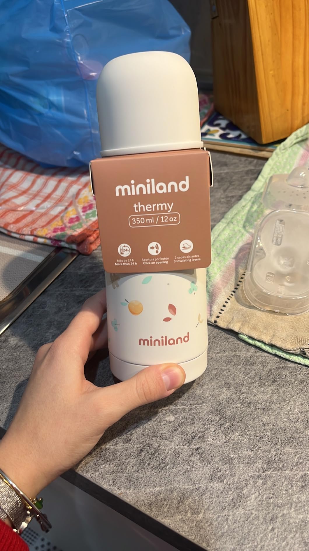 Miniland Passeggio borraccia termica 350ml acciaio Rosa Squirrel