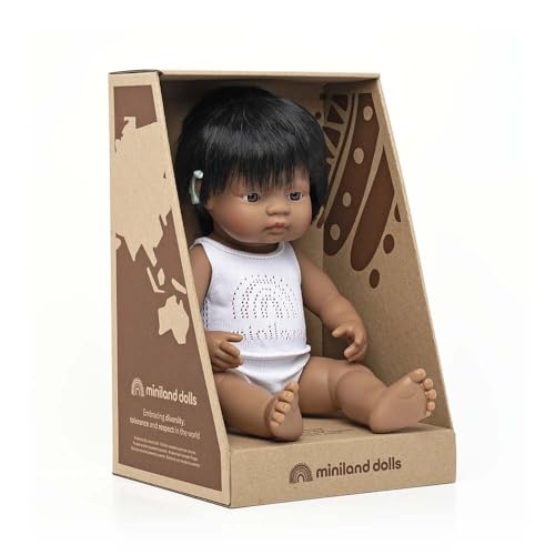 Miniland Bambola Ragazzo Latinoamericano 38 cm Apparecchio Acustico