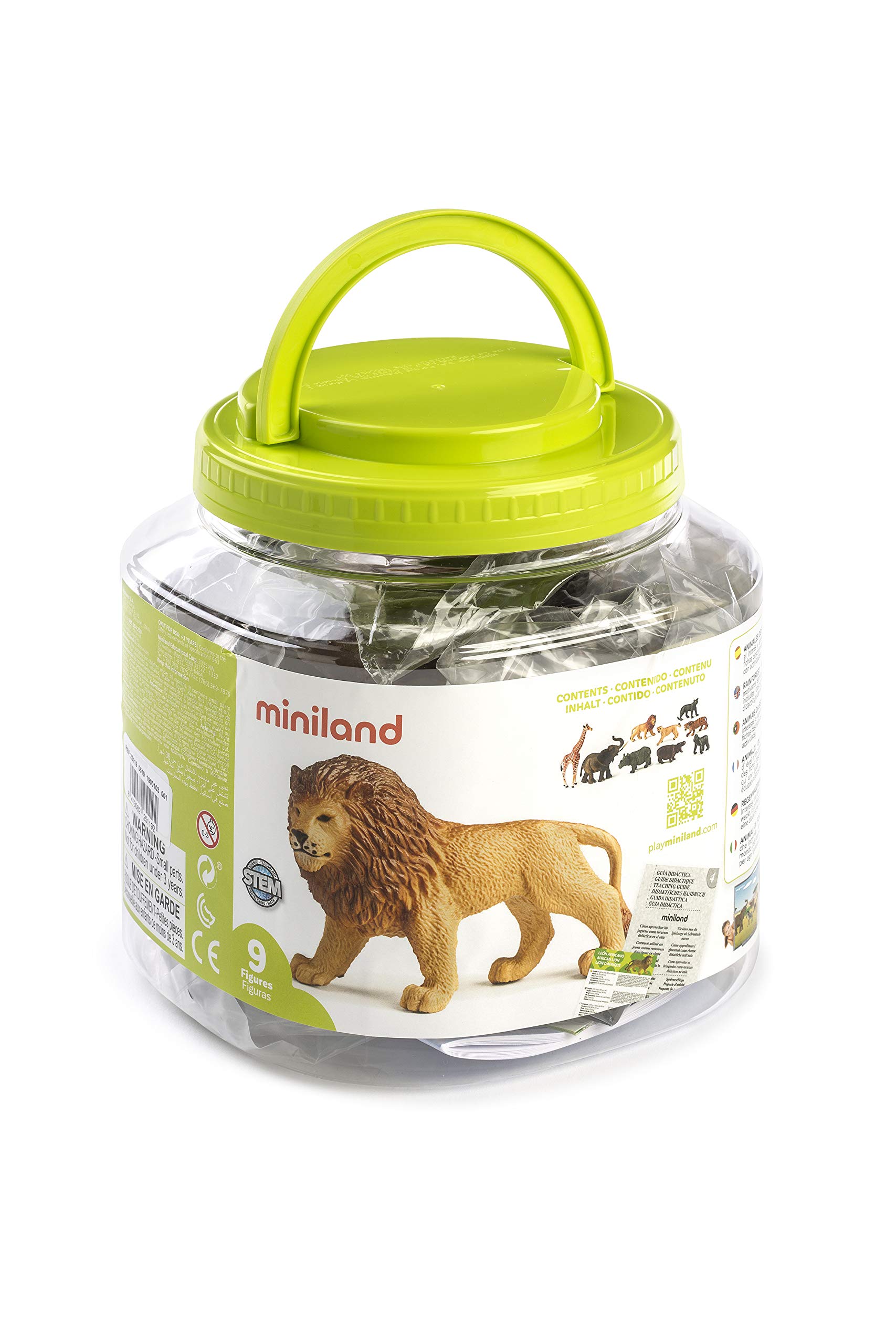 Miniland Figure di animali giungla statuine 10 pezzi multicolore