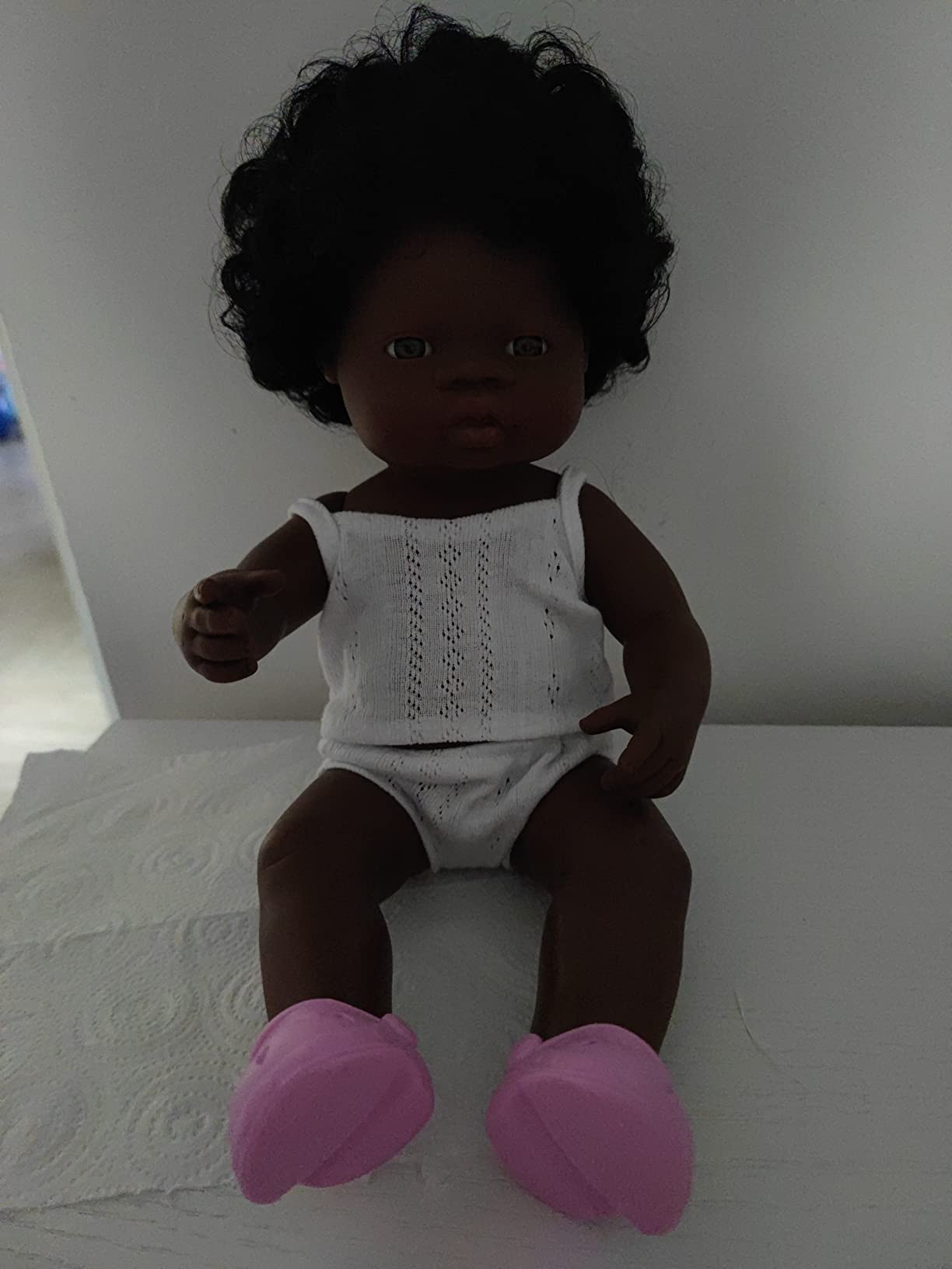Miniland 31154 bambola africana 38 cm con biancheria vinile