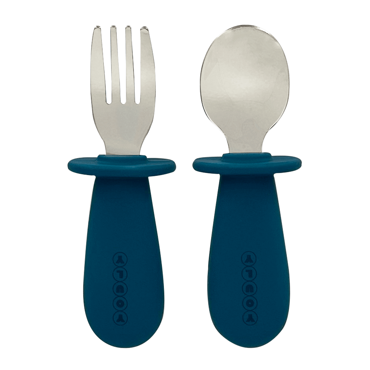 Youly Set posate bimbi blu acciaio e silicone