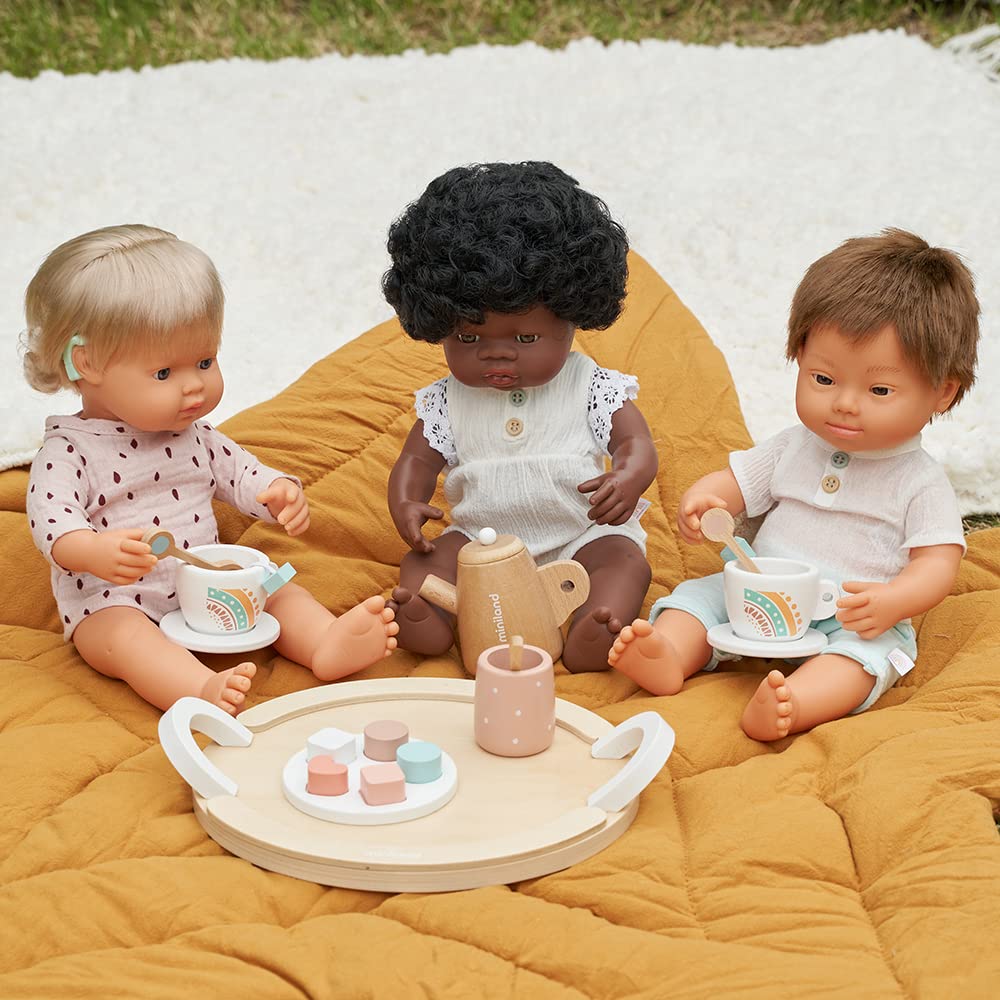 Miniland 31154 bambola africana 38 cm con biancheria vinile
