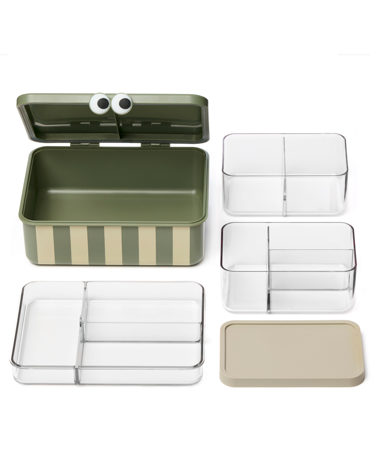 Noui Noui Lunch Boxes portapranzo verde 3 vassoi ermetico