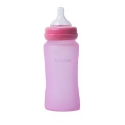 BoJungle B-Thermo biberon vetro rosa 240 ml silicone