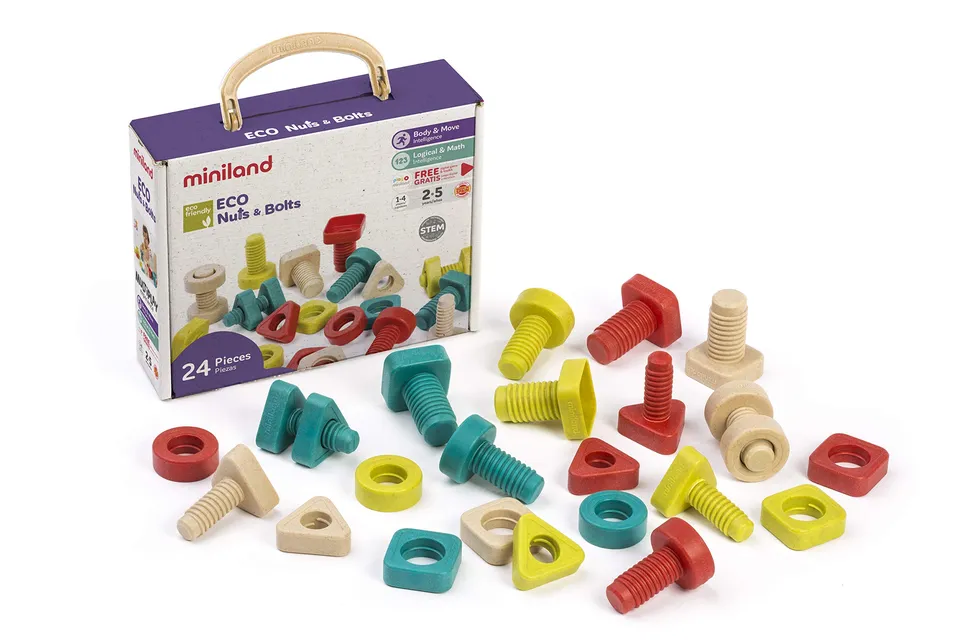 Miniland Eco Nuts&Bolts 32152 viti e dadi 24 pezzi 7 cm