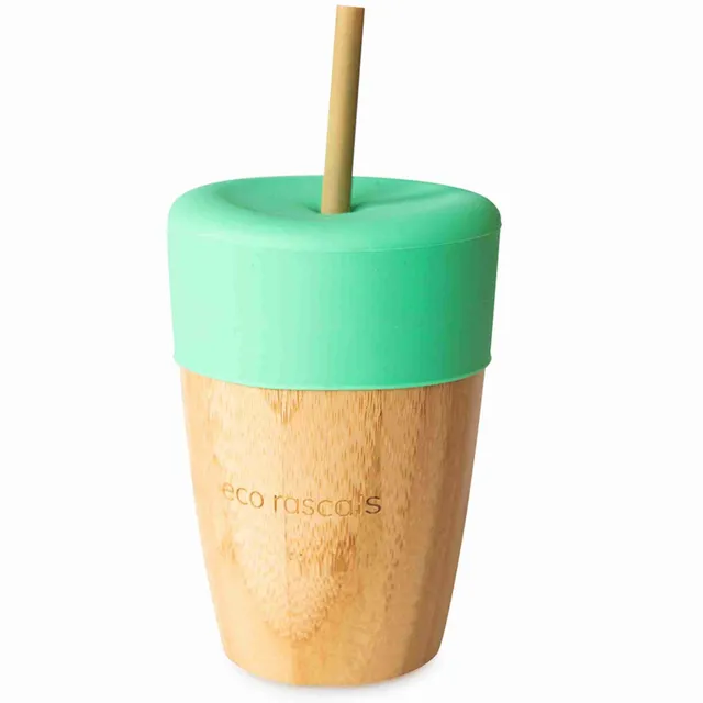 Eco Rascals Bamboo Cups tazza bambù verde 210 ml 2 cannucce