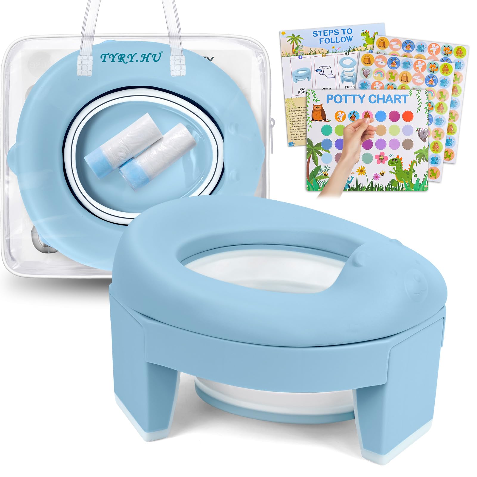 TYRY.HU Vasino Portatile 3-in-1 Riduttore WC Bambini Blu