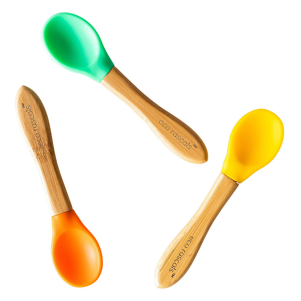 Eco Rascals Cutlery Set 3 Cucchiaini Bambù Arancione silicone