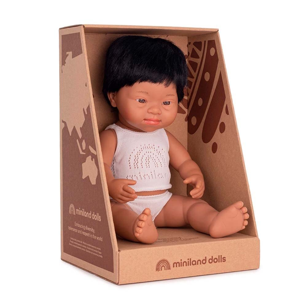 Miniland Bambole Bambola 31267 Bambino Latino Down 38 cm