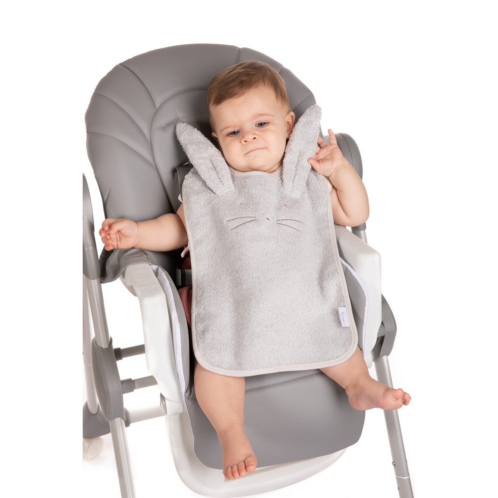 BoJungle B-Bib Bavaglino Spugna Coniglio Grigio Cotone Bio