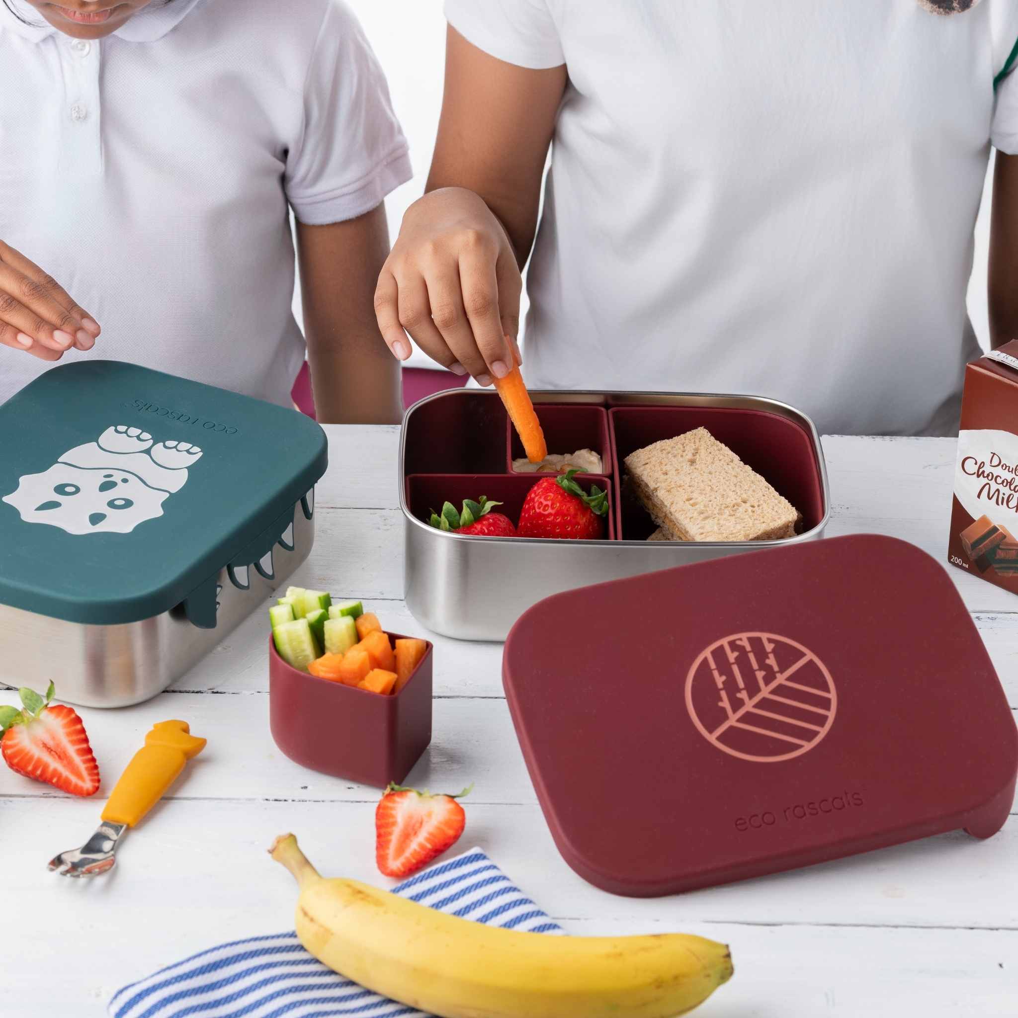 Eco Rascals Lunchboxes Portapranzo Acciaio Bordeaux 1600 ml