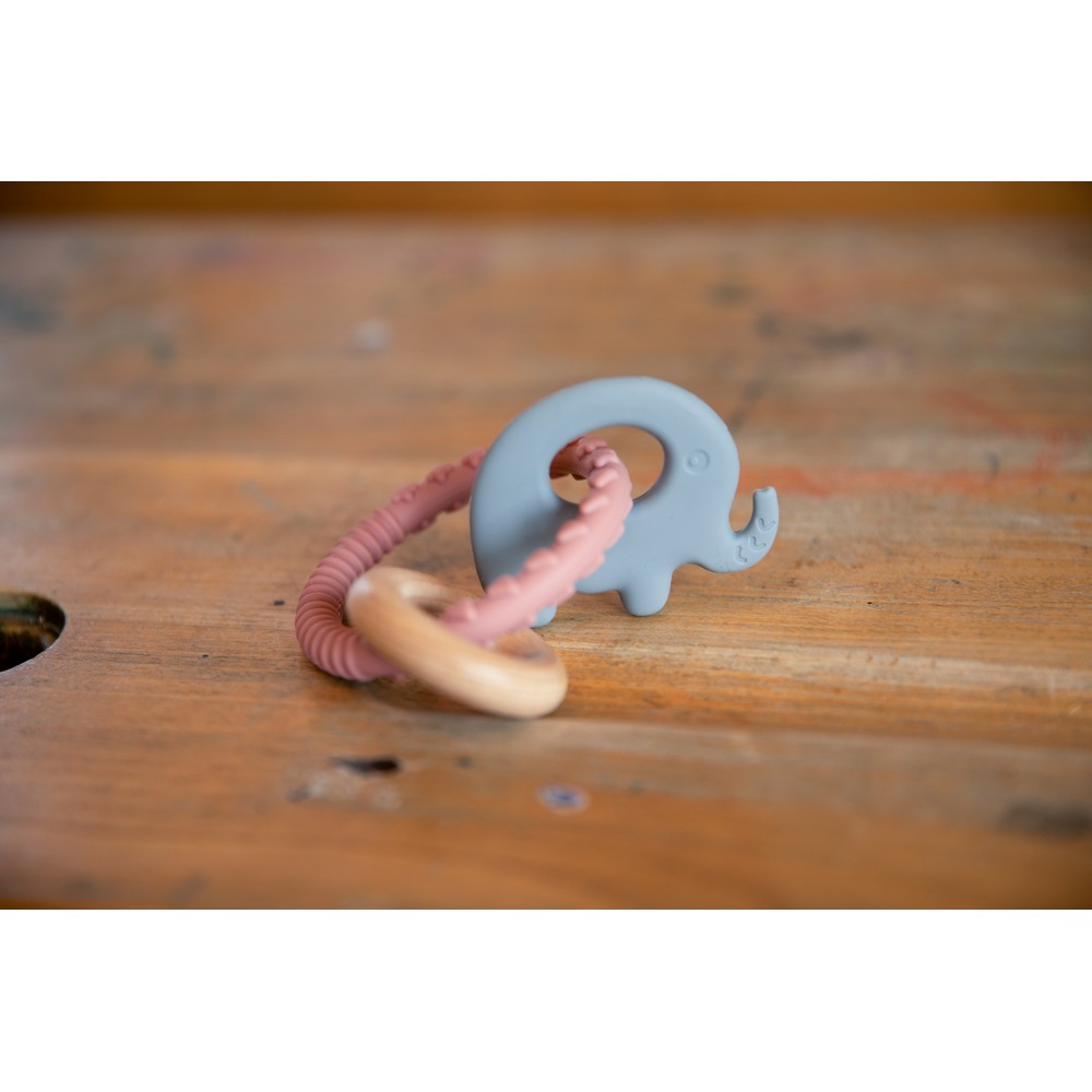 BoJungle B-Rattle Rings Elephant sonaglio dentizione rosa