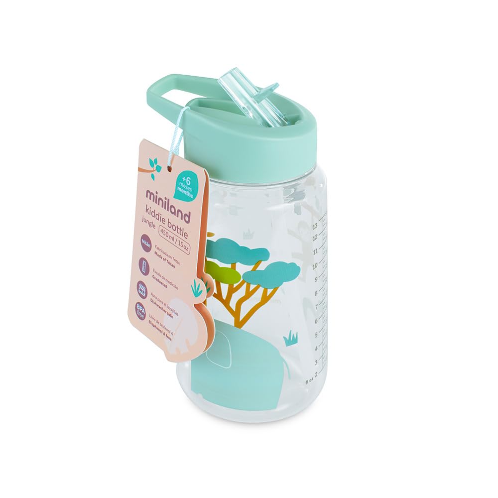 Miniland Passeggio Bottiglia 450 ml Jungle Borraccia Tritan