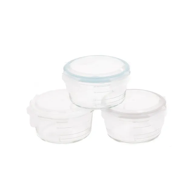 BoJungle B-Bowls ciotole vetro 3 pz 360 ml bianco-grigio-blu