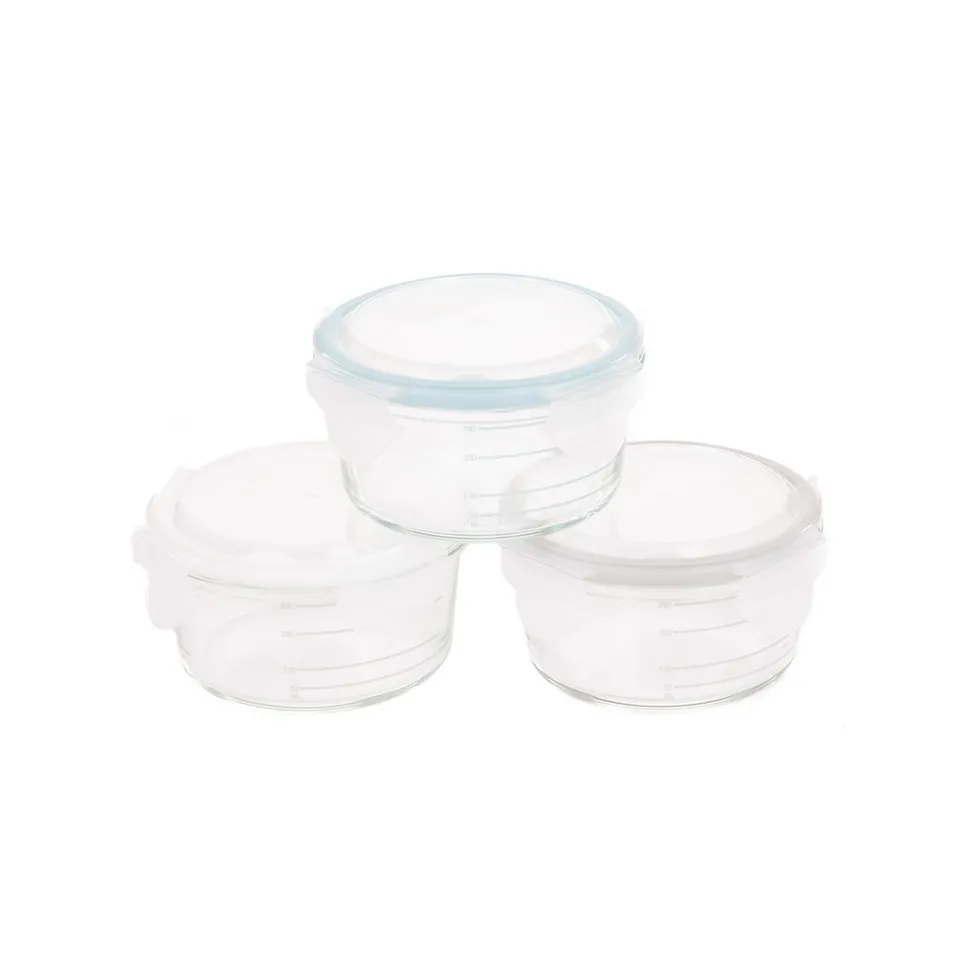 BoJungle B-Bowls ciotole vetro 3 pz 360 ml bianco-grigio-blu
