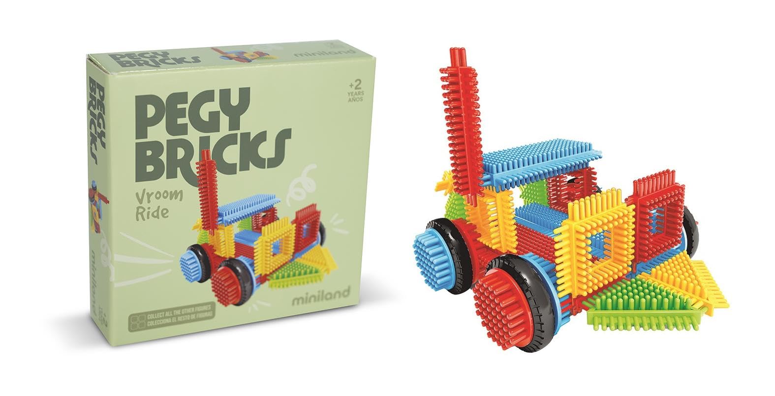 Miniland Pegy Bricks Vroom Ride costruzioni auto 22 pezzi