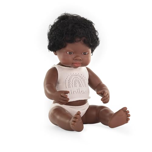 Miniland Bambola Africana 38 cm Vinile 31153 con Intimo
