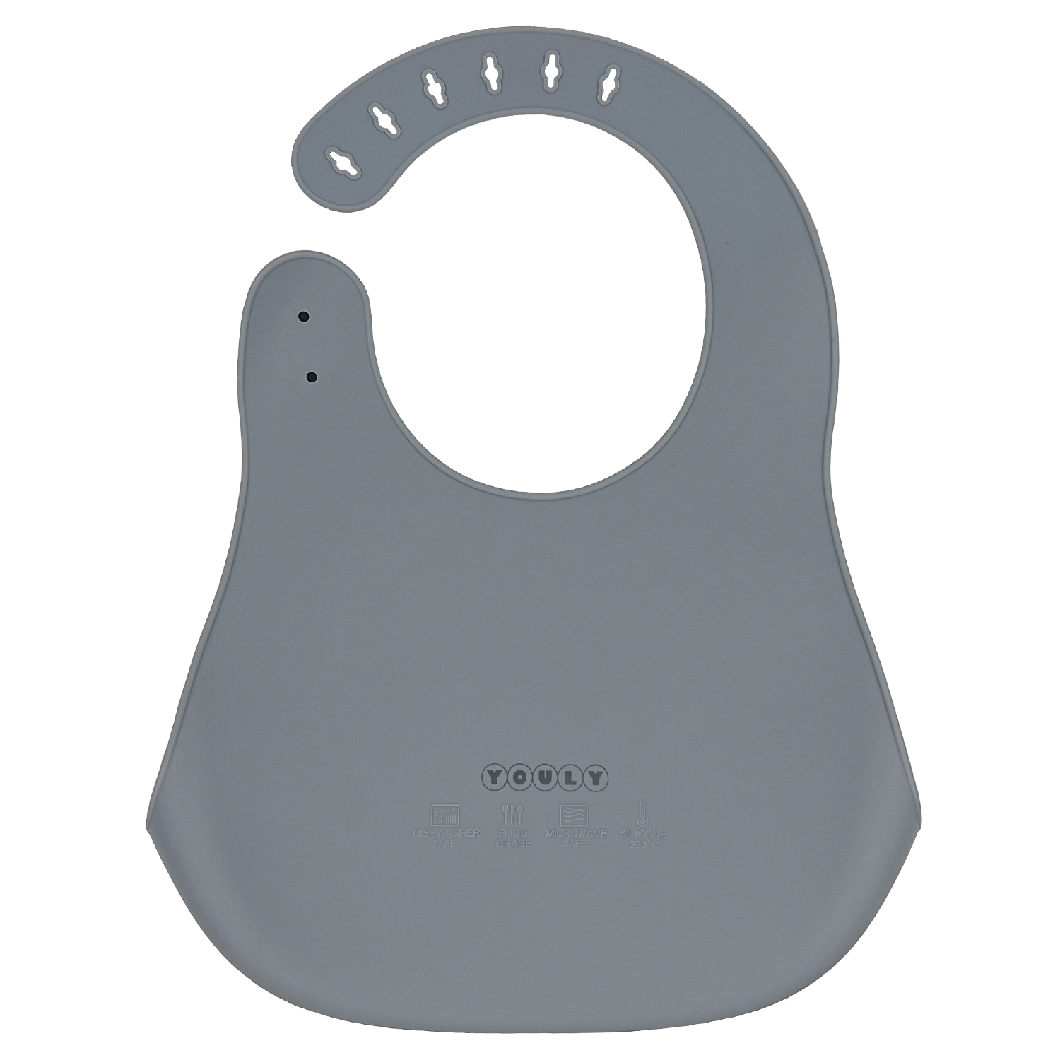 Youly Slab bavaglino silicone grigio con tasca regolabile