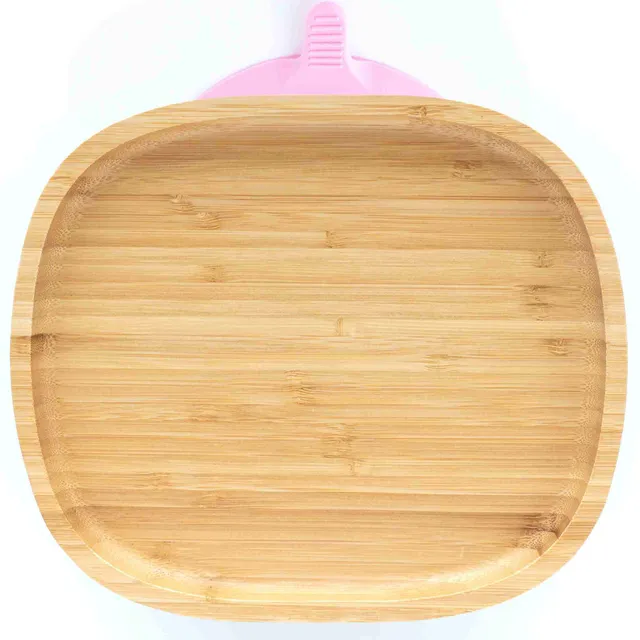 Eco Rascals Bamboo Plates Piatto Ventosa Rosa rettangolare