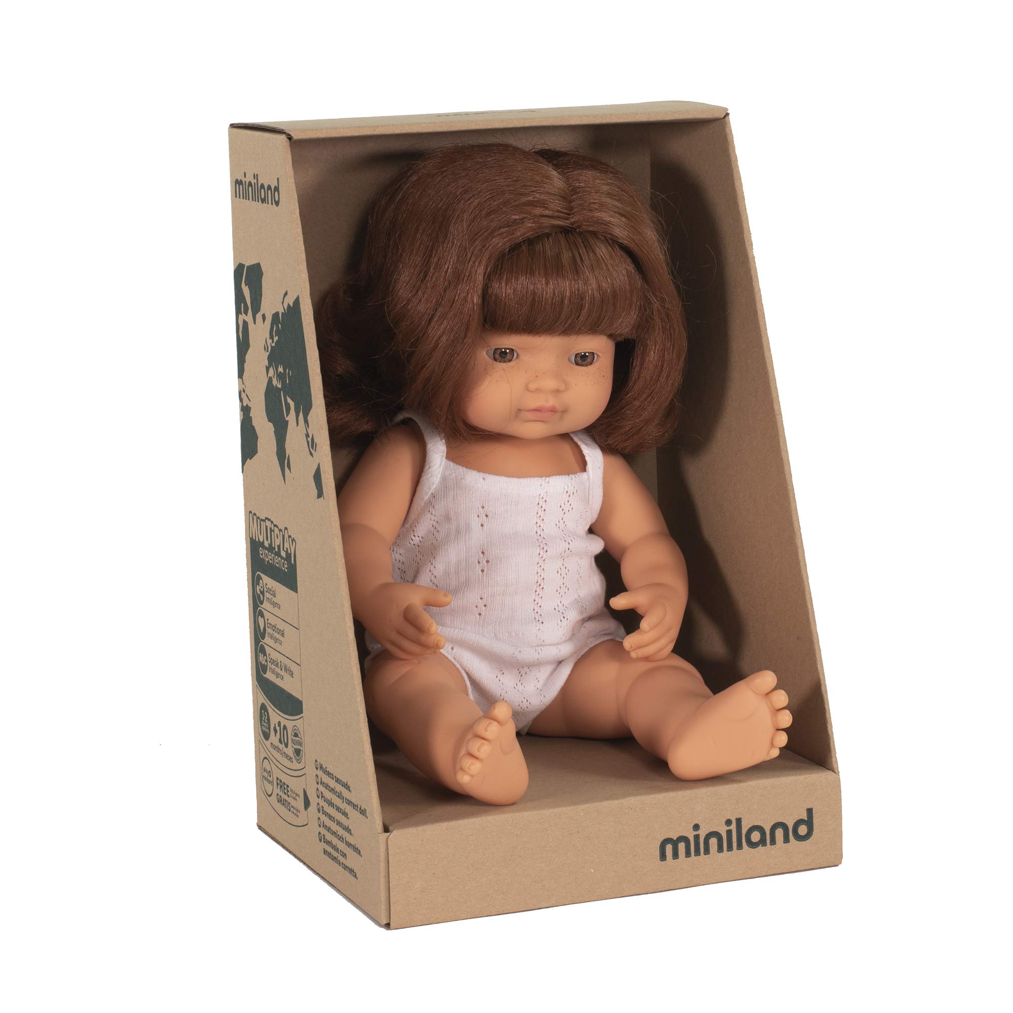 Miniland Bambole Baby Redhair Girl bambola vinile 38 cm