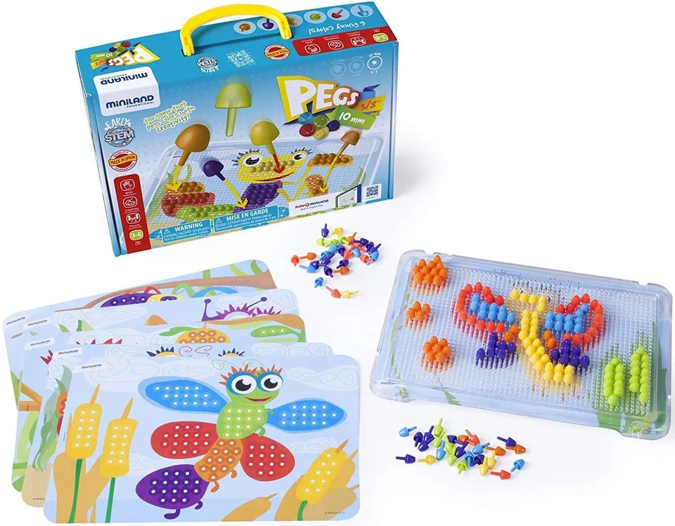 Miniland Pegs 10 mm 45316 gioco mosaico pioli colorati