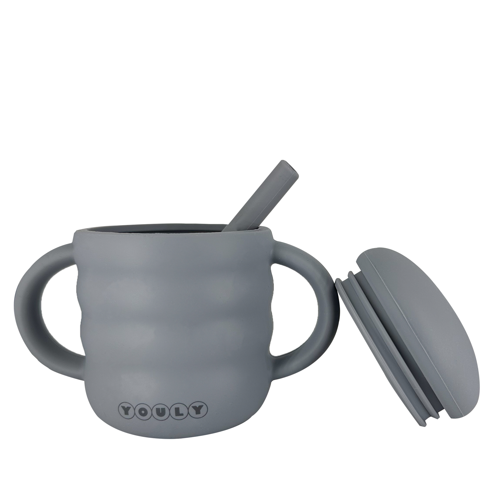 Youly Bubble tazza con cannuccia grigio cemento silicone