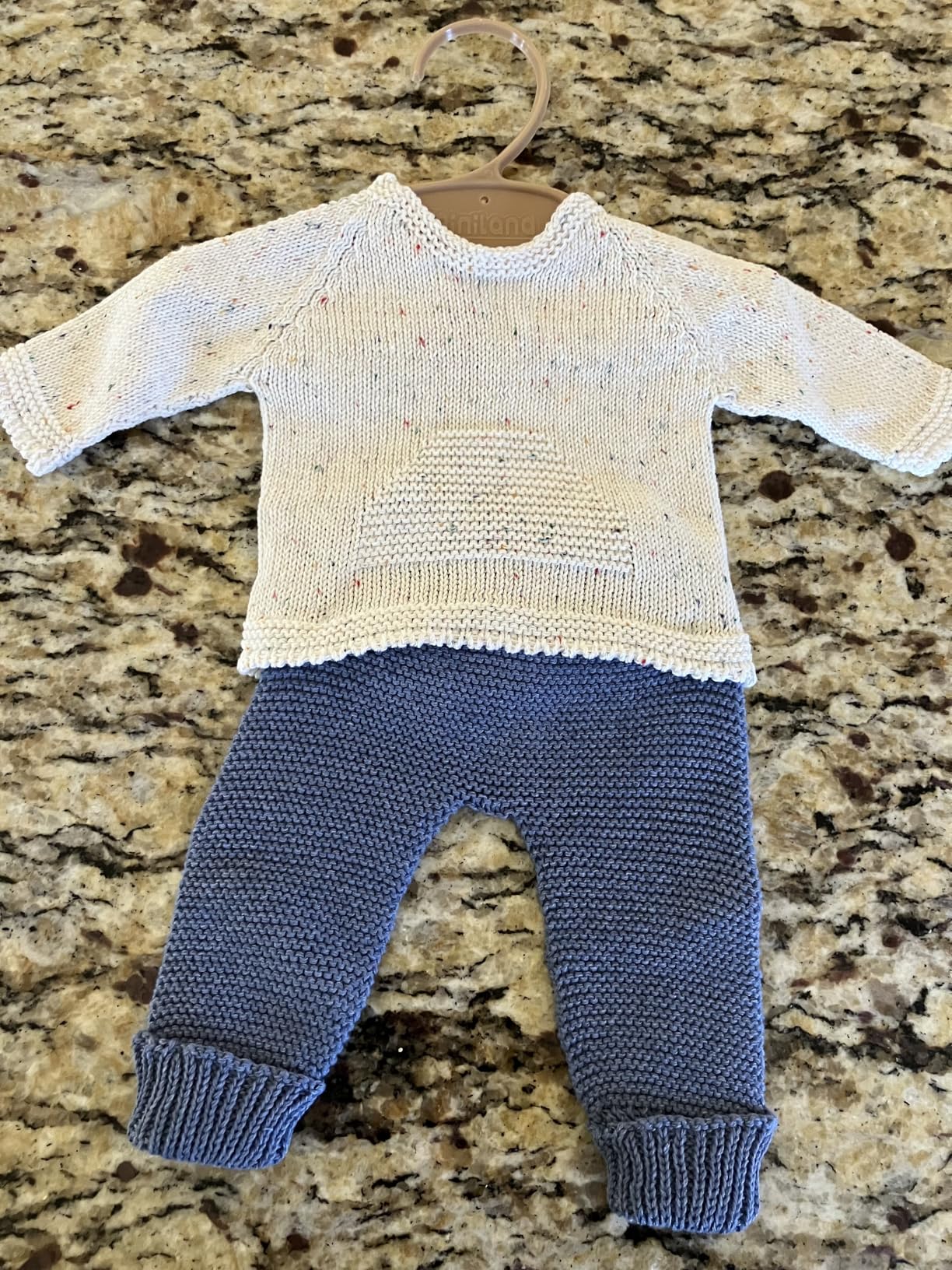 Miniland set beige blu vestito bambola 40 cm maglia