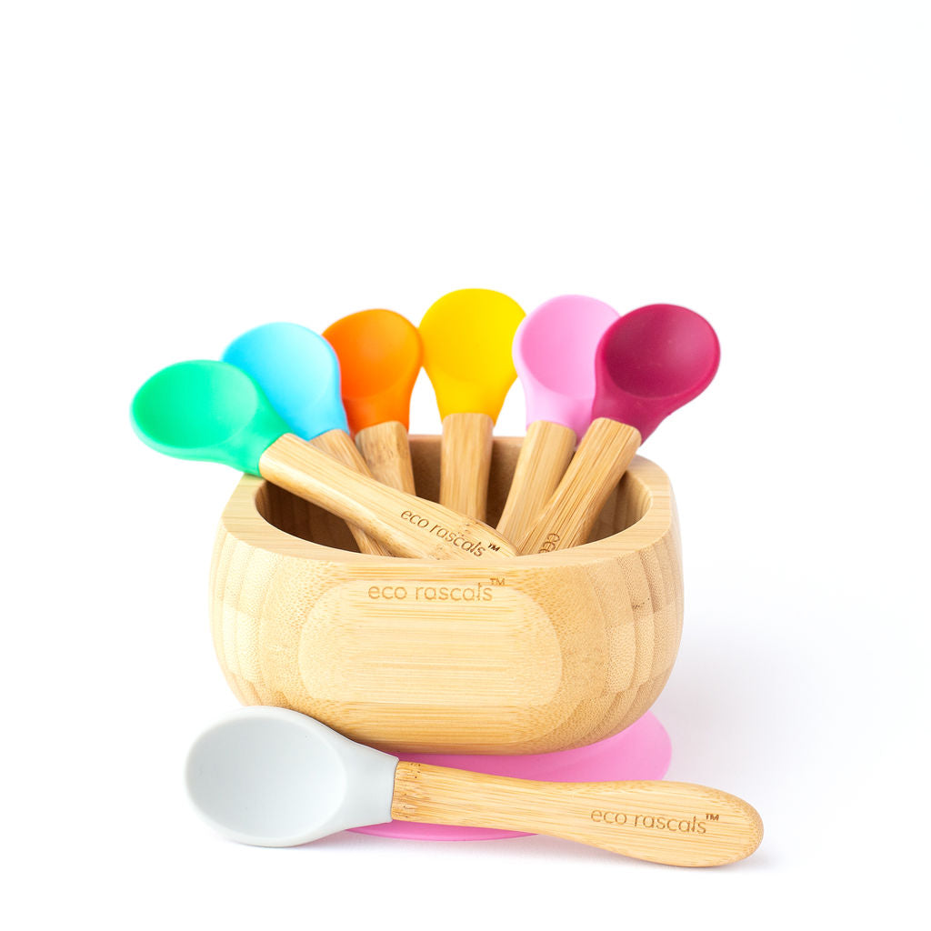 Eco Rascals Cutlery Set 3 Cucchiaini Bambù Arancione silicone