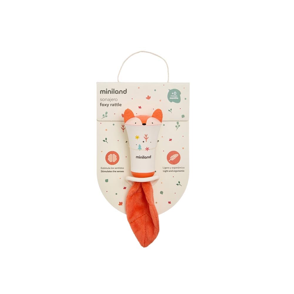 Miniland Foxy Rattle Sonaglio Volpe con Massaggiagengive