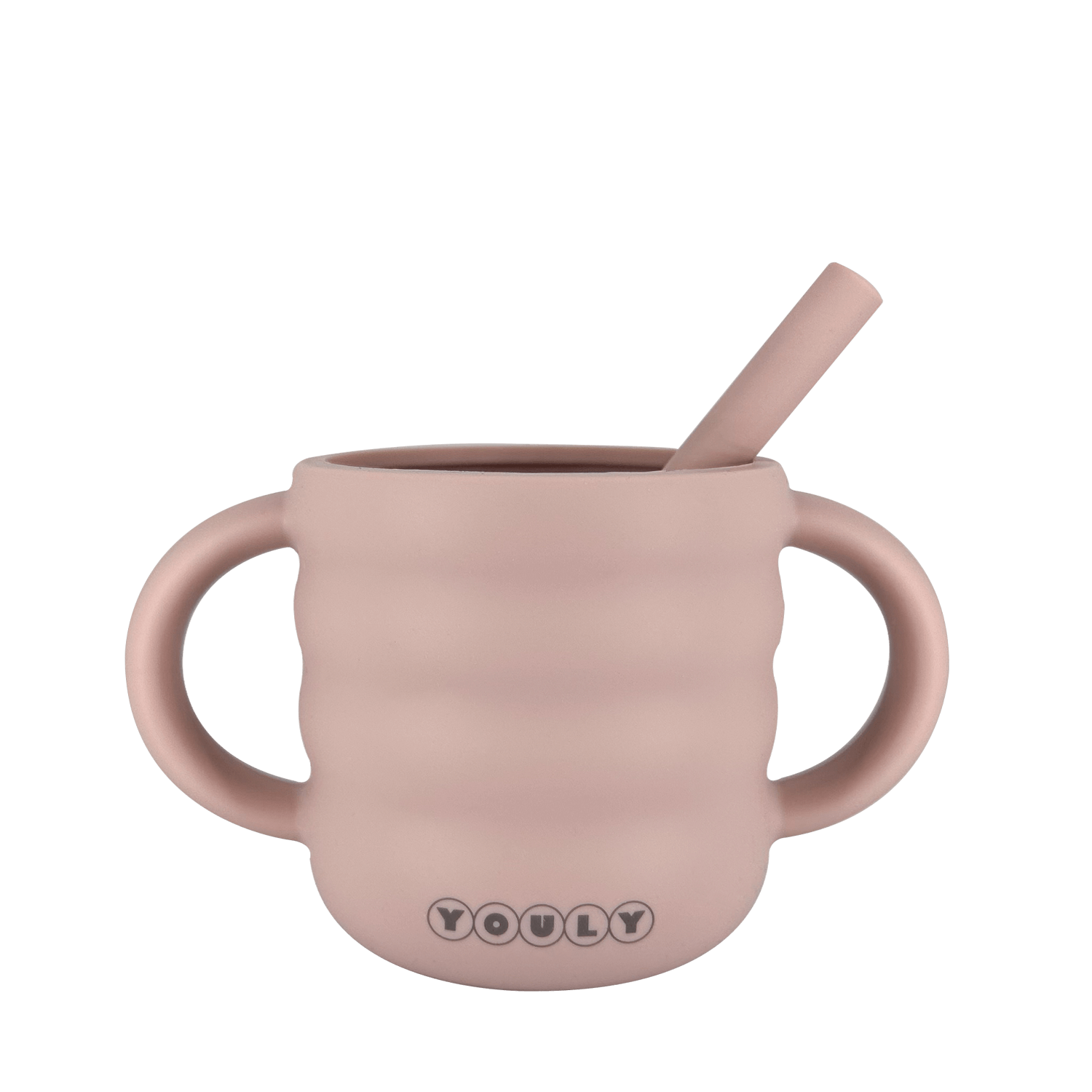 Youly Bubble tazza con cannuccia rosa cipria con manici
