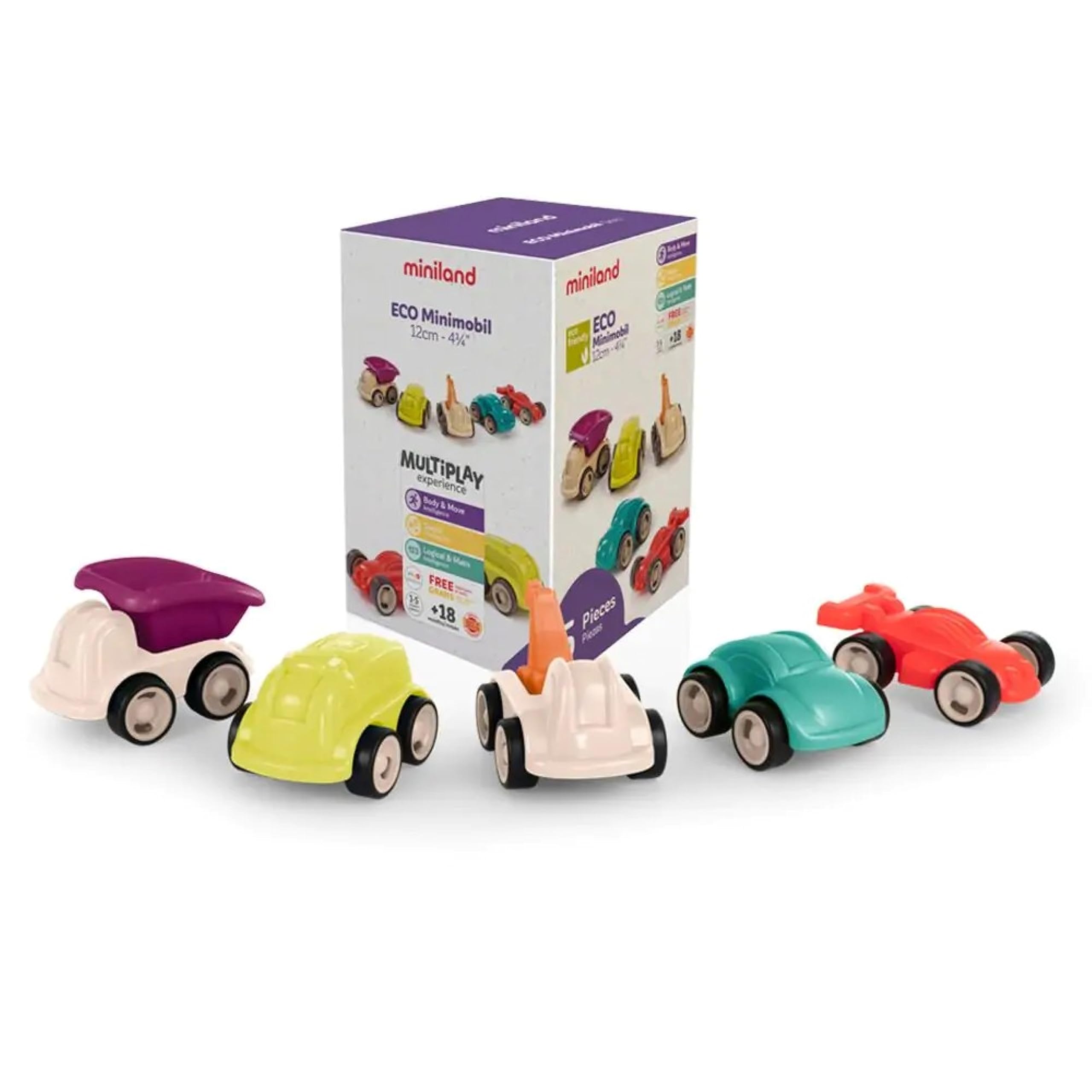 Miniland Eco Minimobil 32154 veicoli 5 pezzi 12 cm ecologici