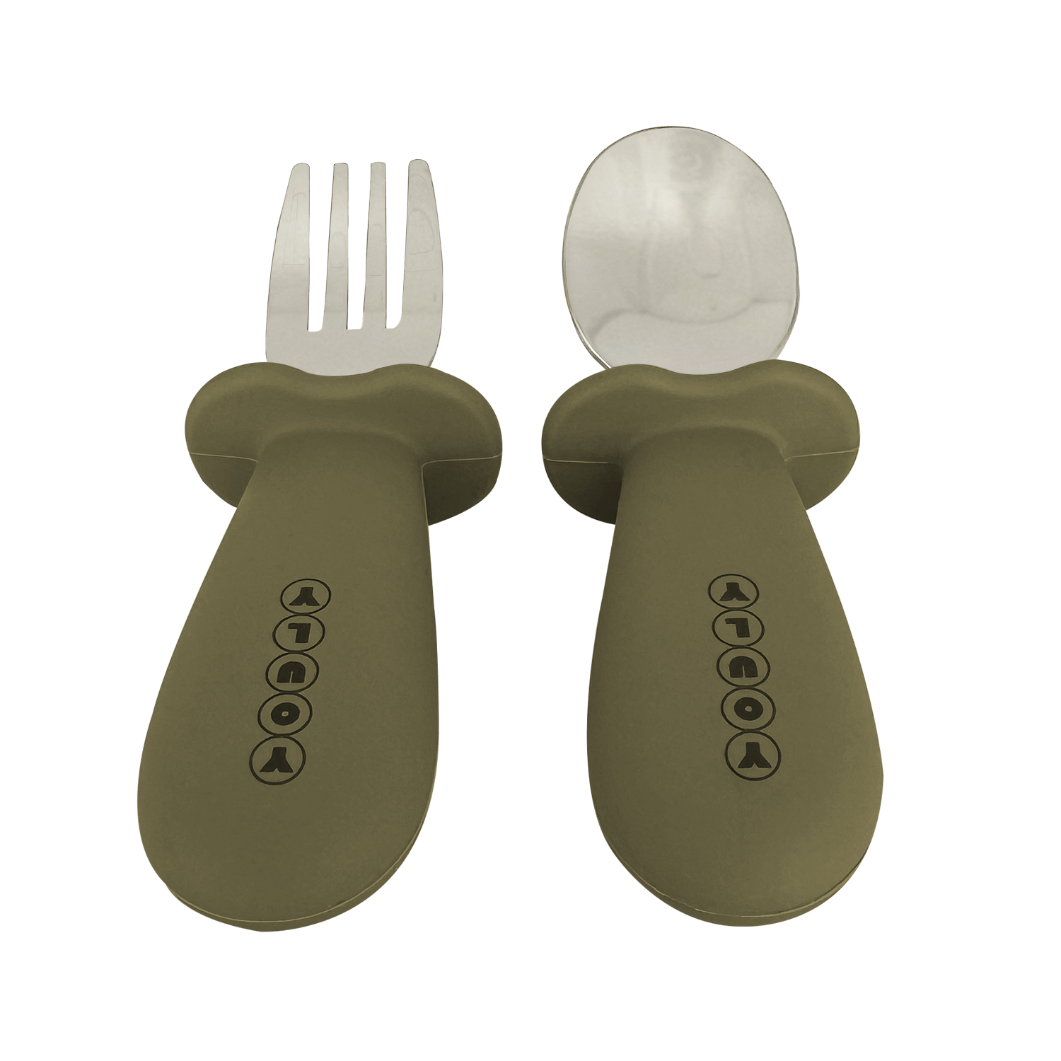 Youly Set Posate Bambino Grigio Cemento Forchetta Cucchiaio