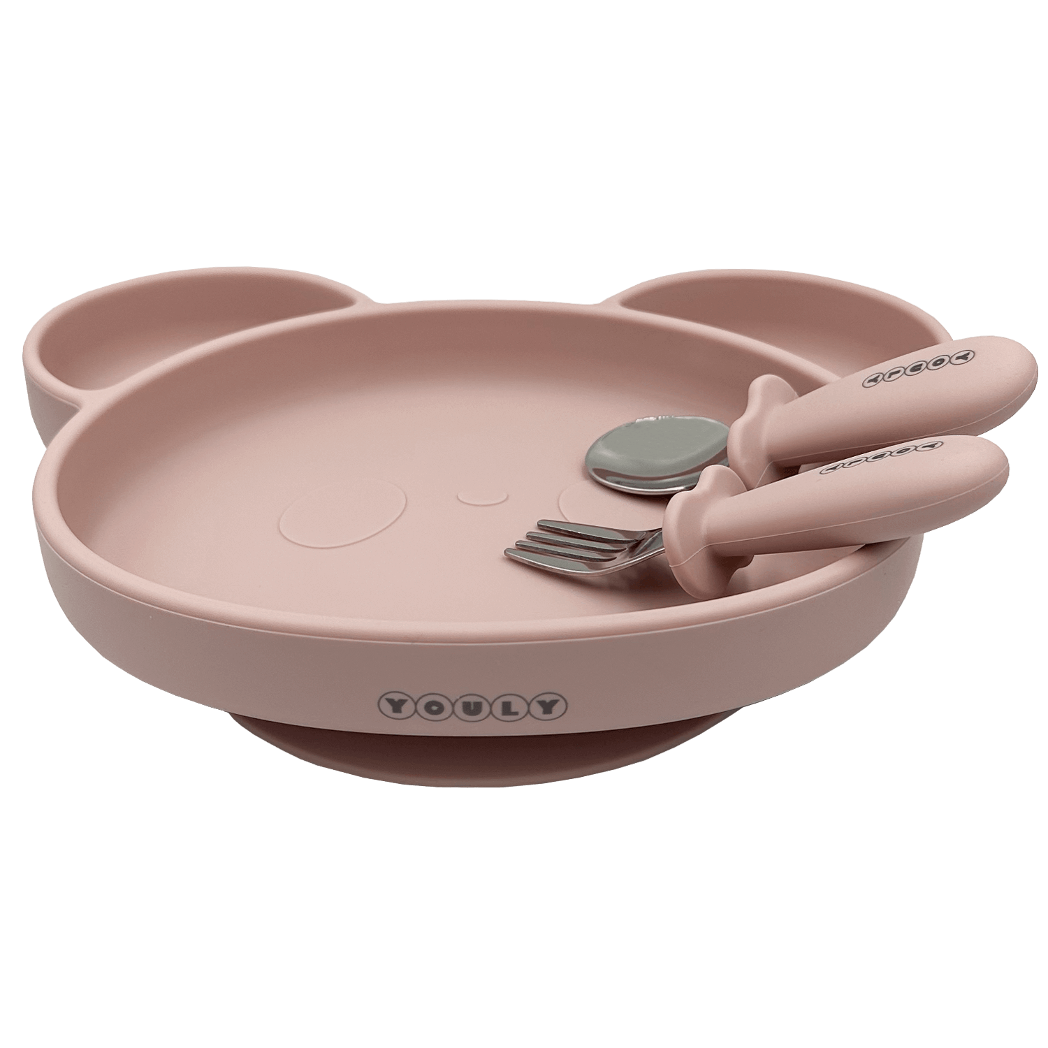 Youly Beer piatto svezzamento orso rosa cipria ventosa