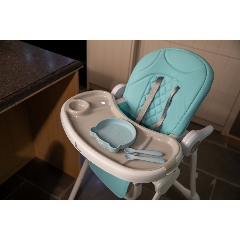 Bo Jungle Piatto Ventosa Orso Silicone Blu