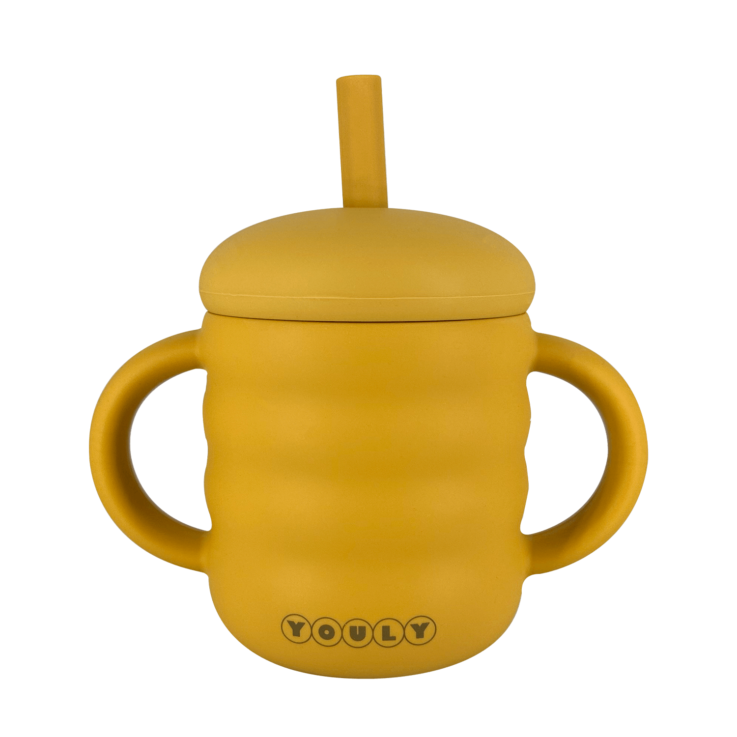 Youly Bubble tazza con cannuccia ocra in silicone alimentare
