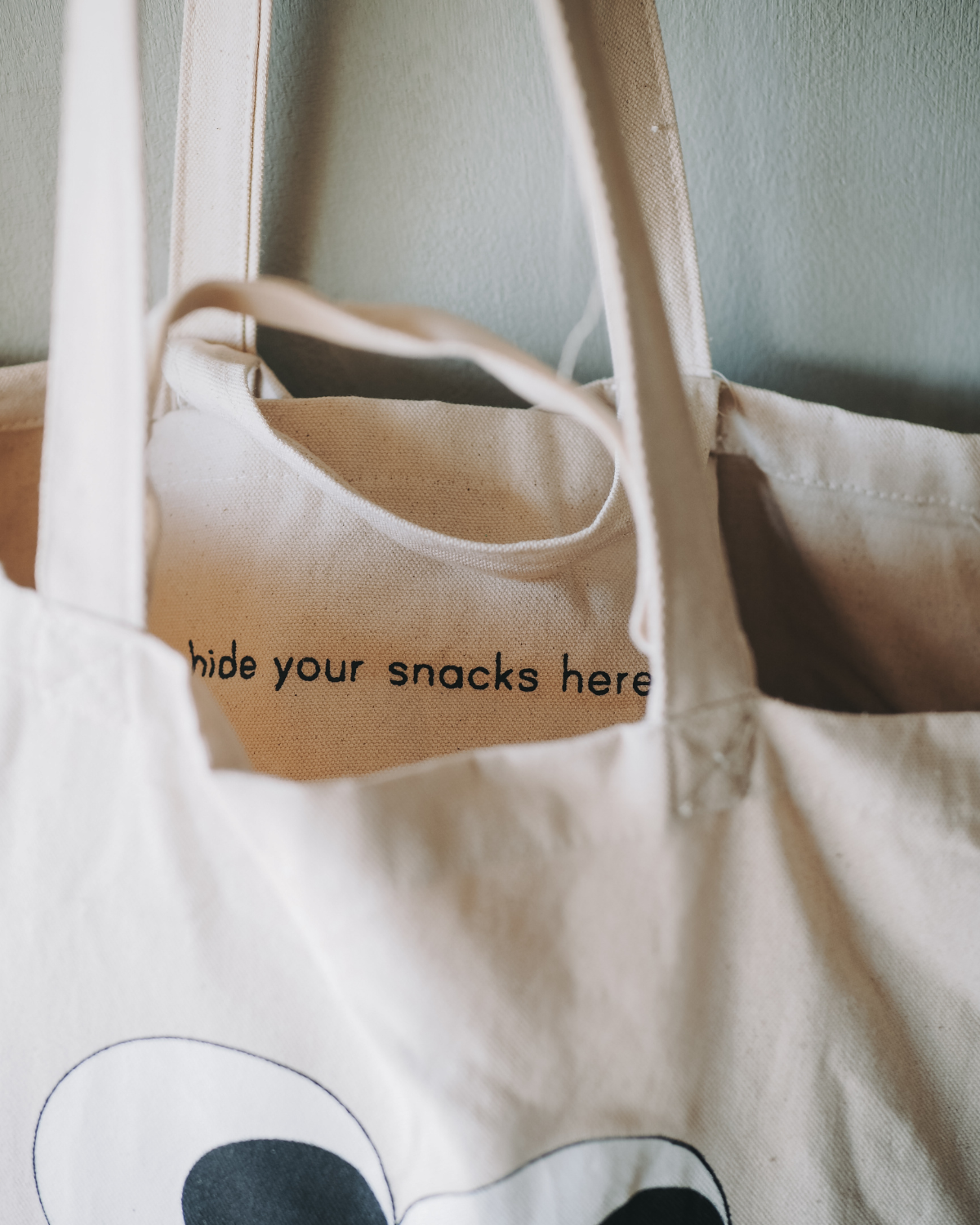 Noui Noui Shopper Eyes Borsa Cotone con Tasca Borraccia