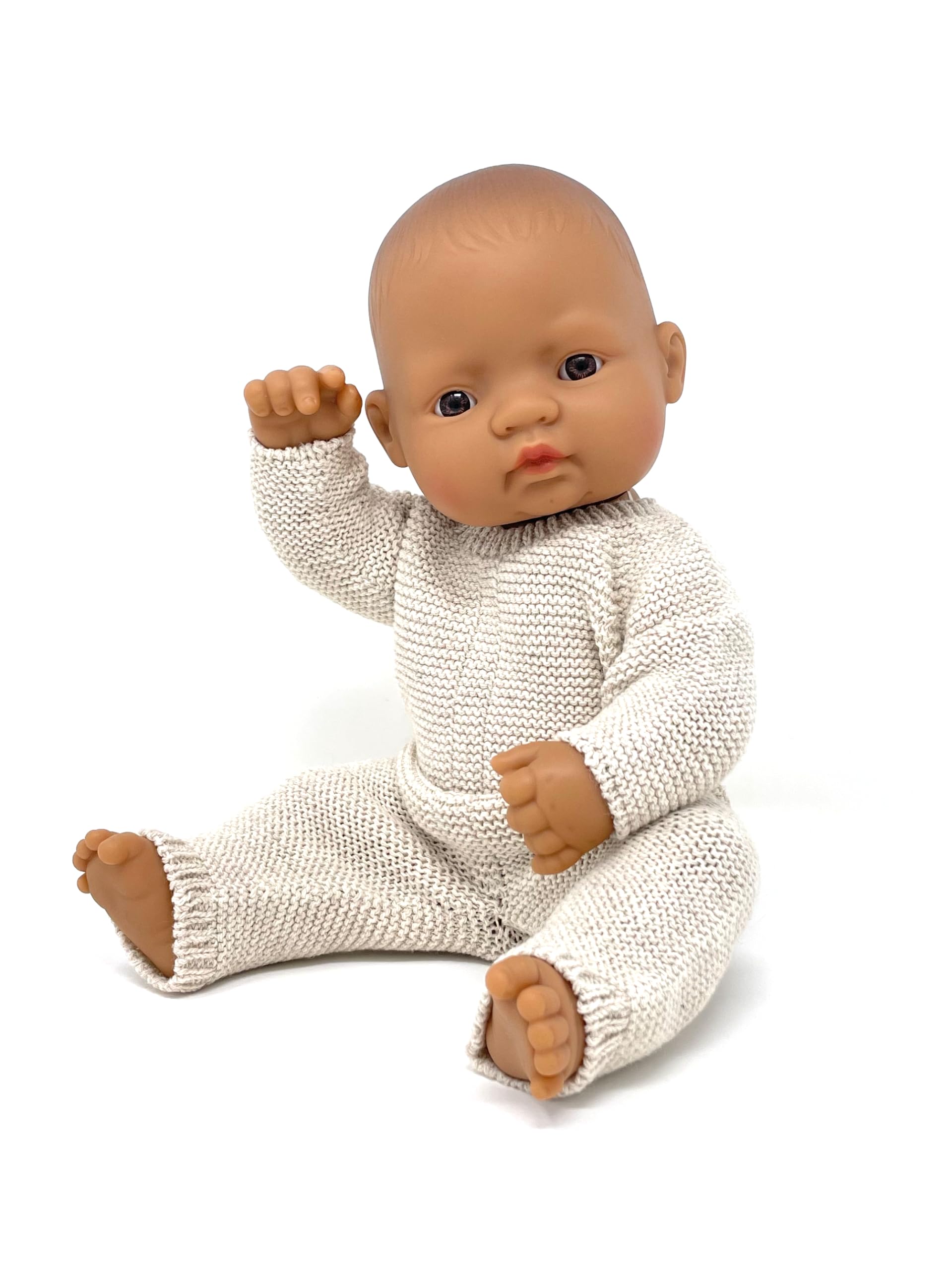 Miniland Bambole pigiama beige maglia bambola 38cm tessuto riciclato