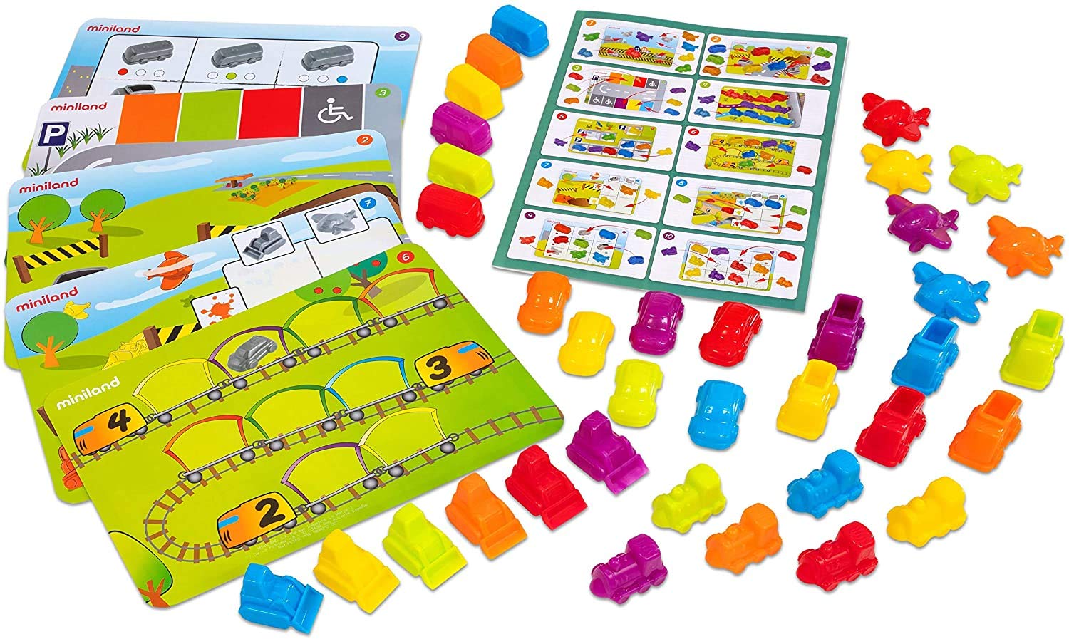 Miniland Sort & Count gioco veicoli 36 pezzi 6 colori