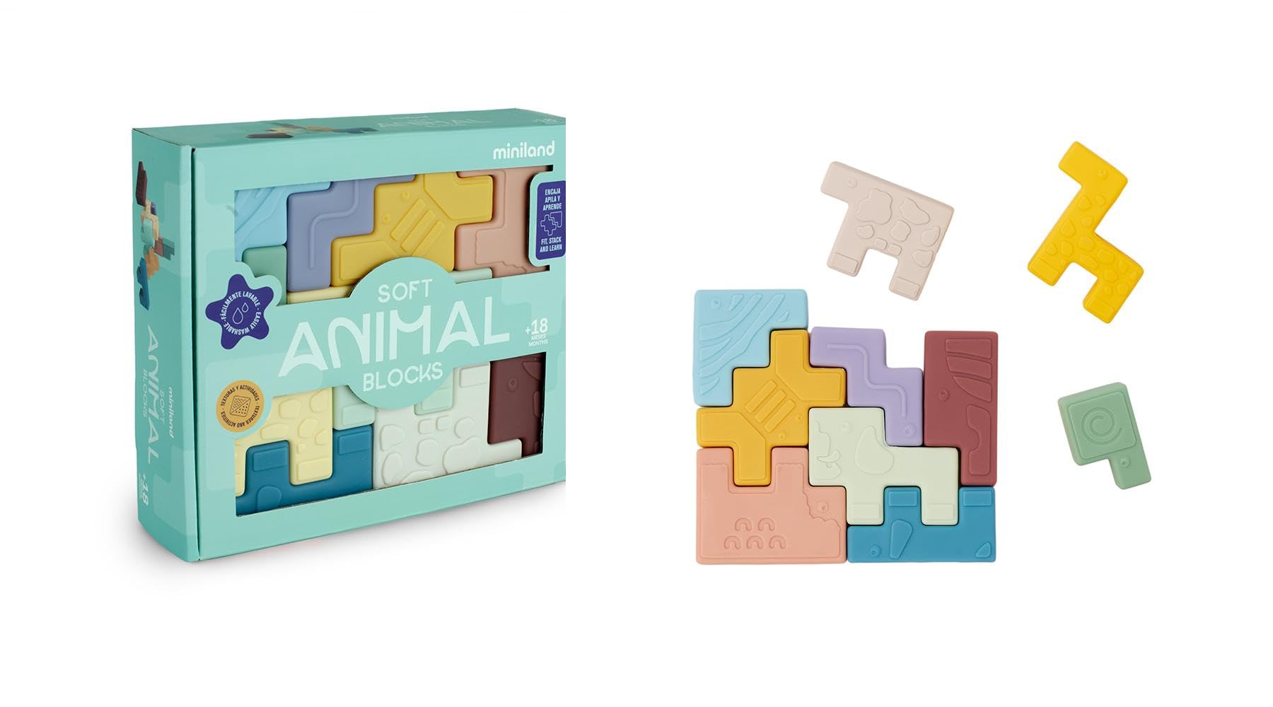 Miniland Soft Animal Blocks puzzle morbido animali 10 pezzi