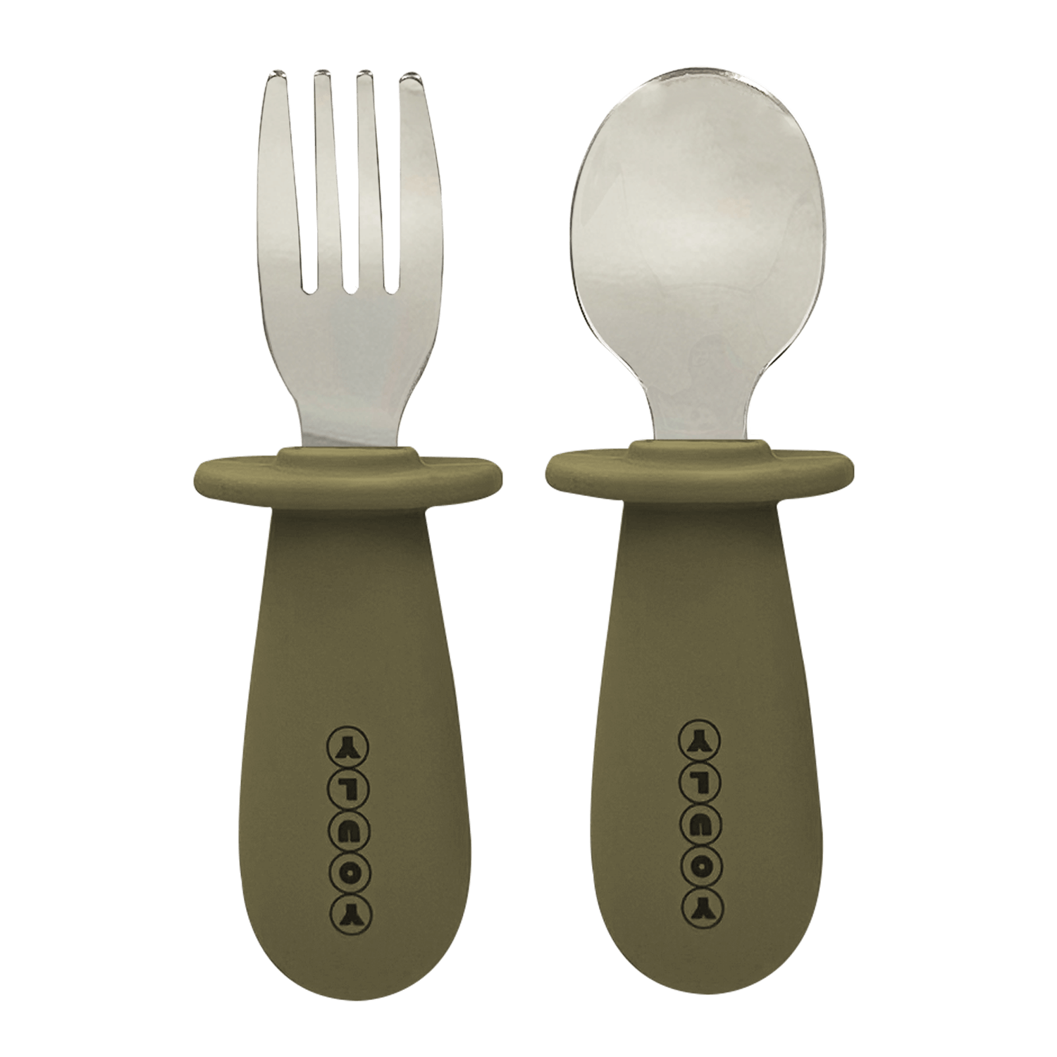 Youly Set Posate Bambino Grigio Cemento Forchetta Cucchiaio