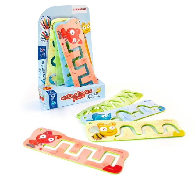 Miniland Basics Patterns stencil pre-scrittura 4 pezzi dai 2 anni