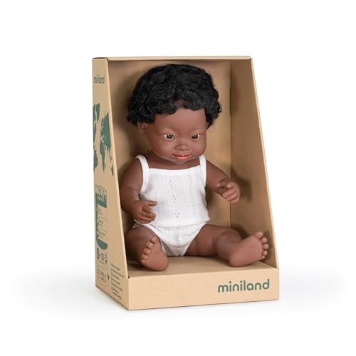 Miniland Bambola Africana Down 38 cm Vinile Morbido Snodabile