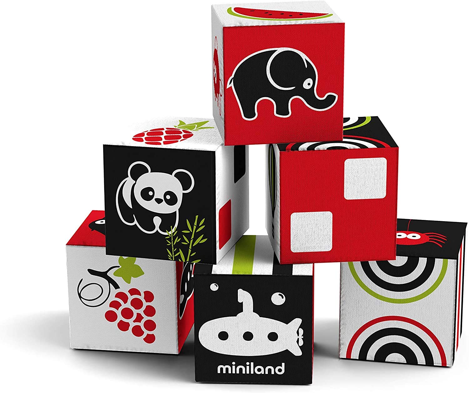 Miniland Primi Sensi Set 6 Cubi Morbidi Sonaglio 7 cm