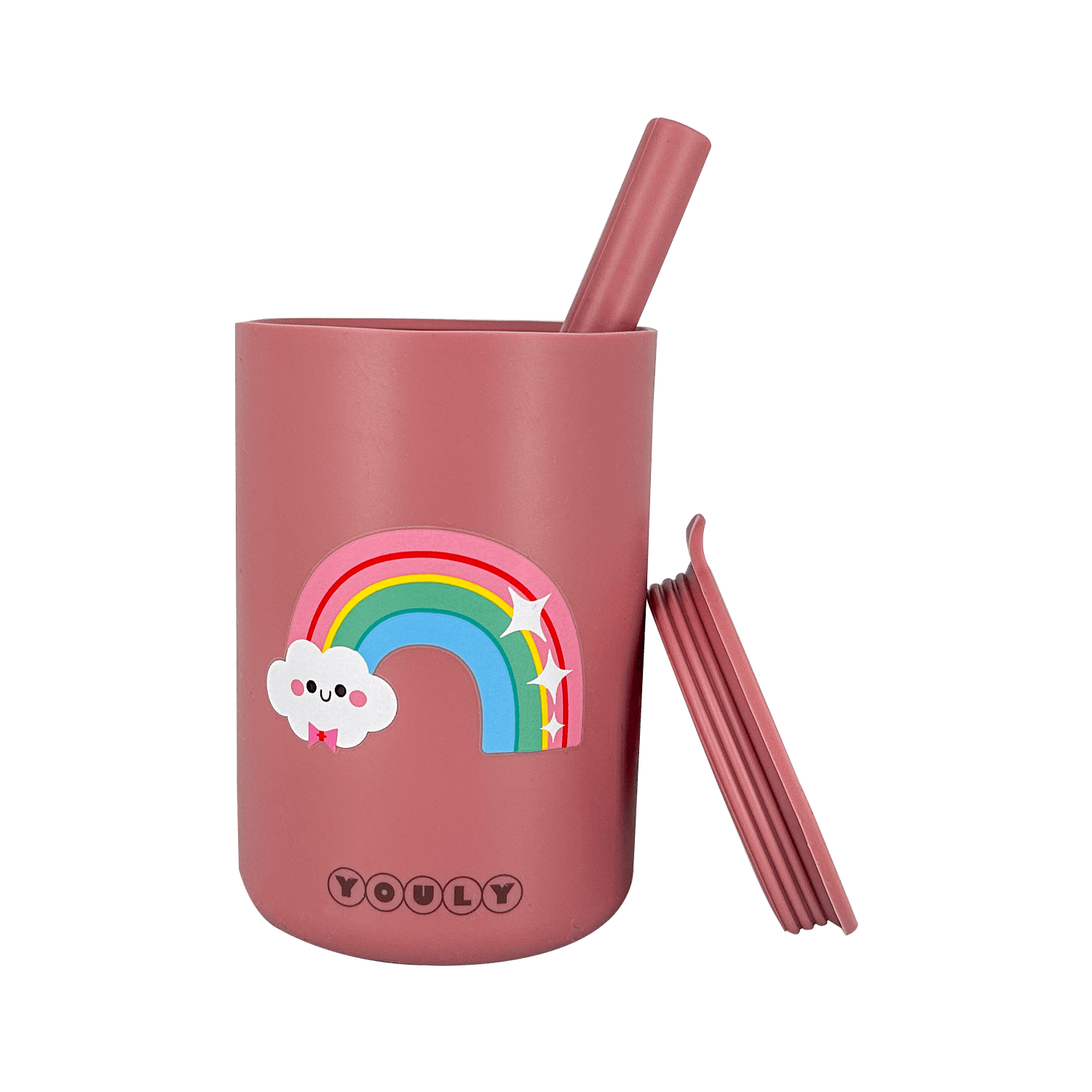 Youly Regenboog tazza cannuccia rosa vintage silicone