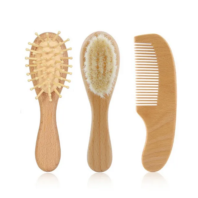 BoJungle Grooming Spazzole Neonato Legno 3 Pezzi Setole Morbide